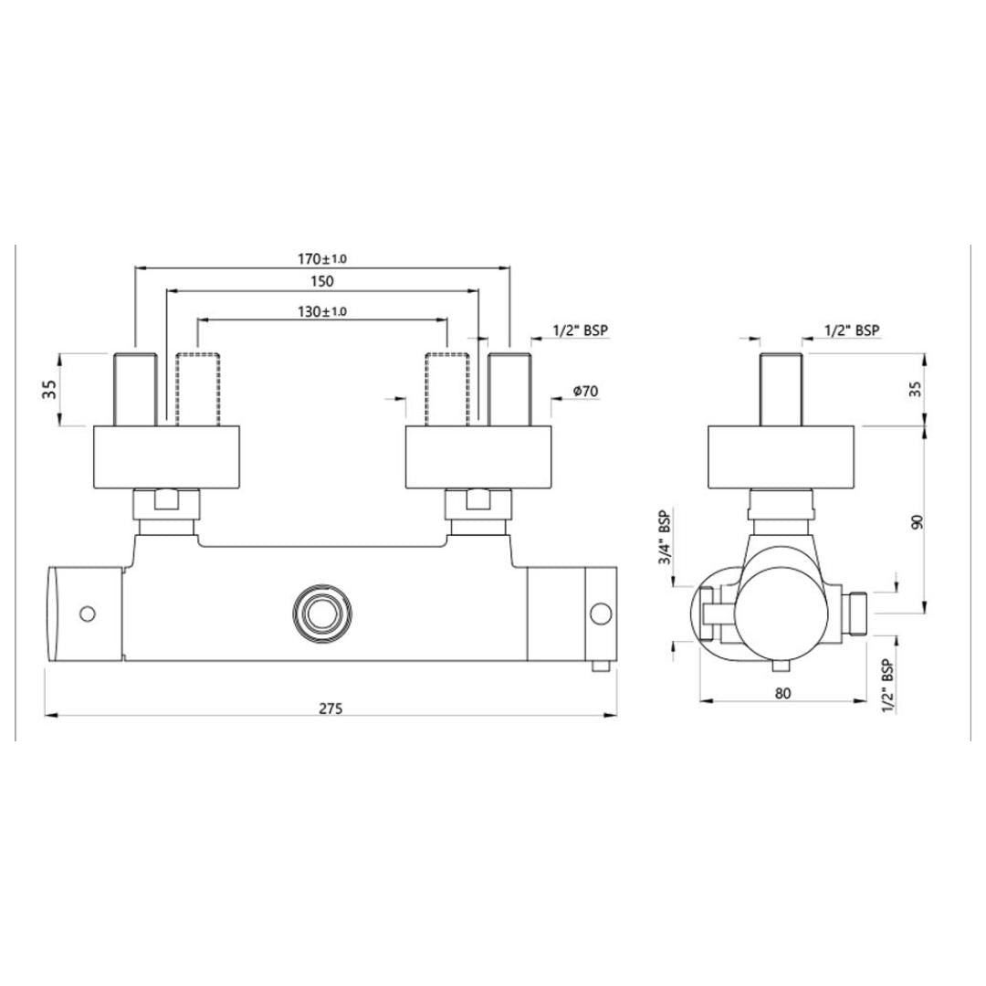 Jaquar 2 Way Thermostatic Mixer Opal Prime OPP-WHM-15653PM Normal Flow - White Matt Finish