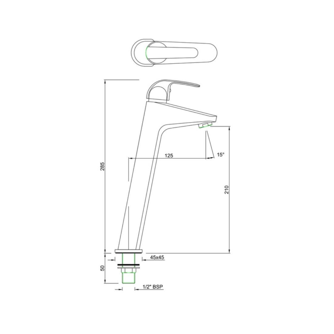 Essco Table Mounted Tall Boy Basin Tap Orbit ORB-CHR-105021N - Chrome