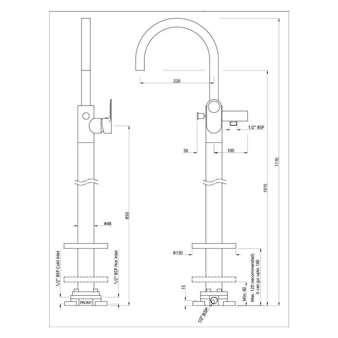 Jaquar 2 Way Bath Tub Filler Ornamix Prime ORP-ABR-10121KPM Normal Flow - Antique Bronze Finish