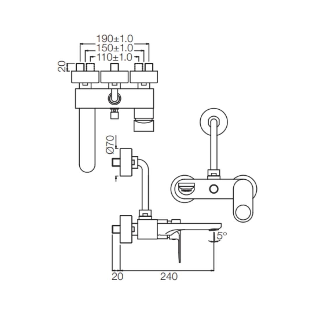 Jaquar 2 Way Wall Mixer Ornamix Prime ORP-CHR-10117PM Normal Flow - Chrome Finish
