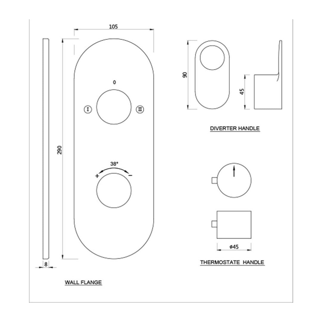Jaquar 2 Way Thermostatic Diverter Ornamix Prime ORP-CHR-10681KPM Normal Flow - Chrome Finish