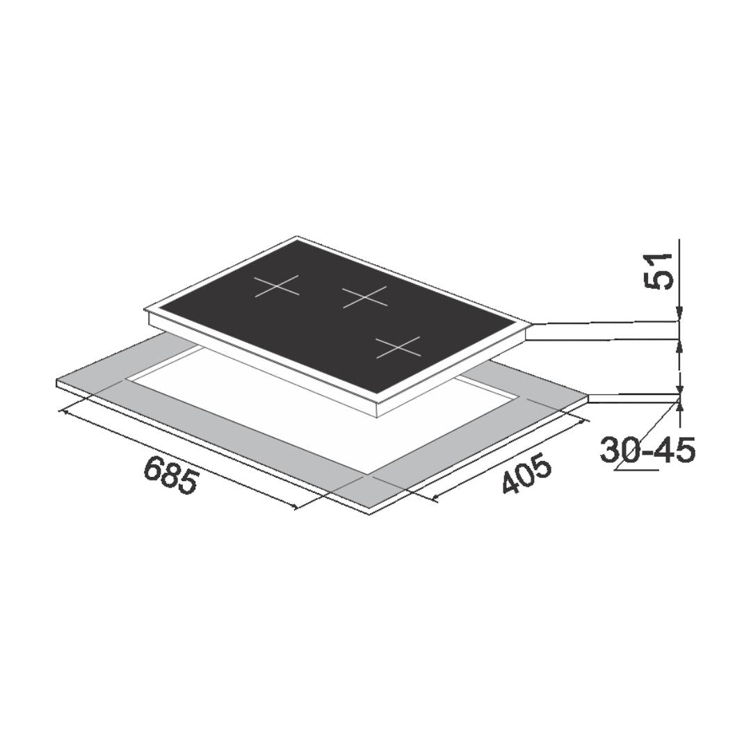 Carysil 78 cm 3 Burner Hob Passilo Series PASSILO 78 3