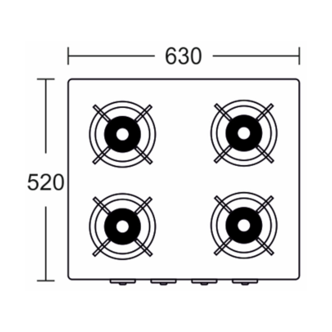 Carysil 63 cm 4 Burner Cooktop Piano 4BR Auto