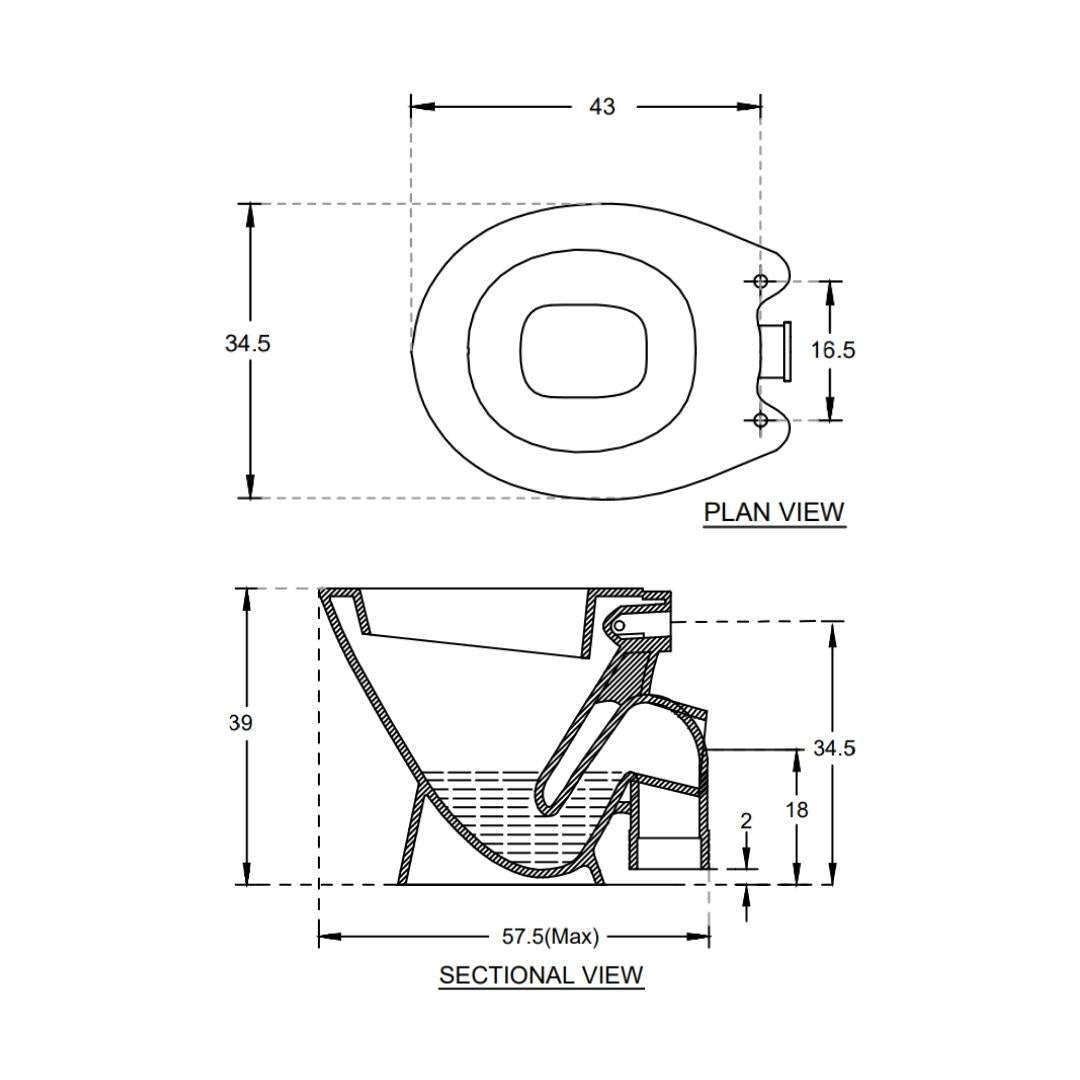 Hindware Floor Mounted White Closet WC Popular 20044 WHITE with P-Trap
