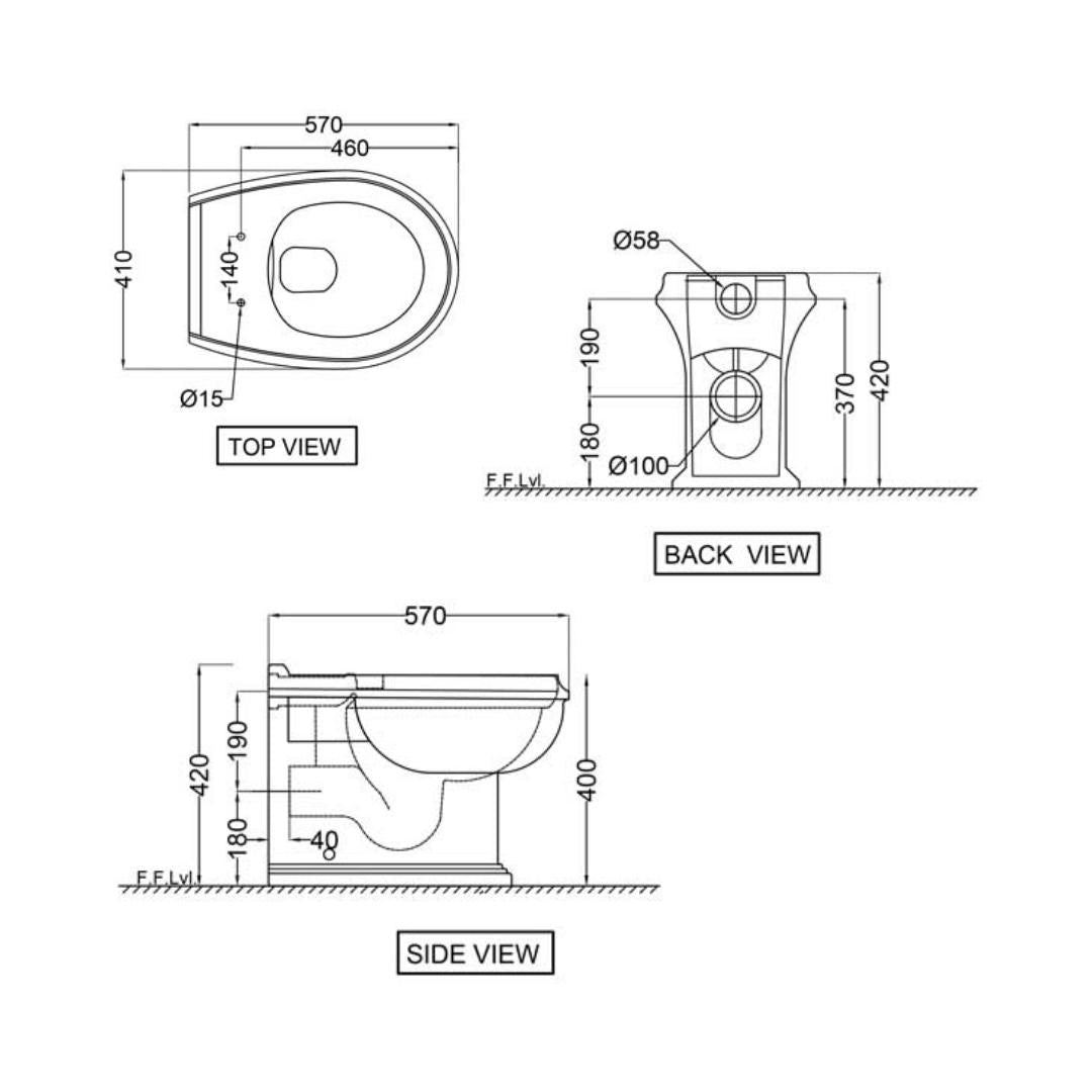 Jaquar Wall Mounted White Closet WC Queen's Prime QPS-WHT-7955P180UFPM with P-Trap