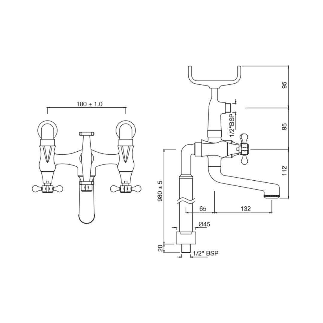 Jaquar 2 Way Bath Tub Filler Queens Prime QQP-ACR-7271PMHL Normal Flow - Antique Copper Finish