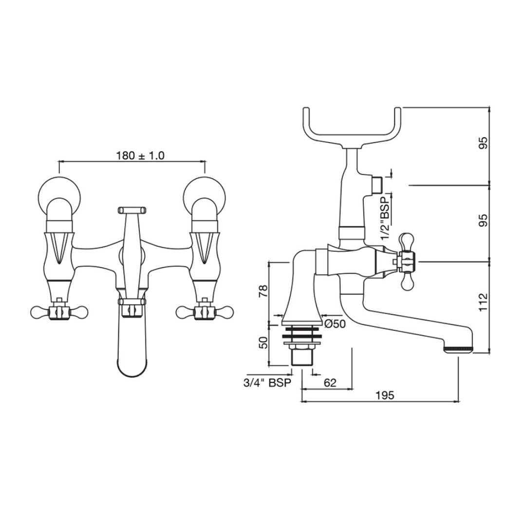 Jaquar 2 Way Bath Tub Filler Queens Prime QQP-CHR-7271PM Normal Flow - Chrome Finish