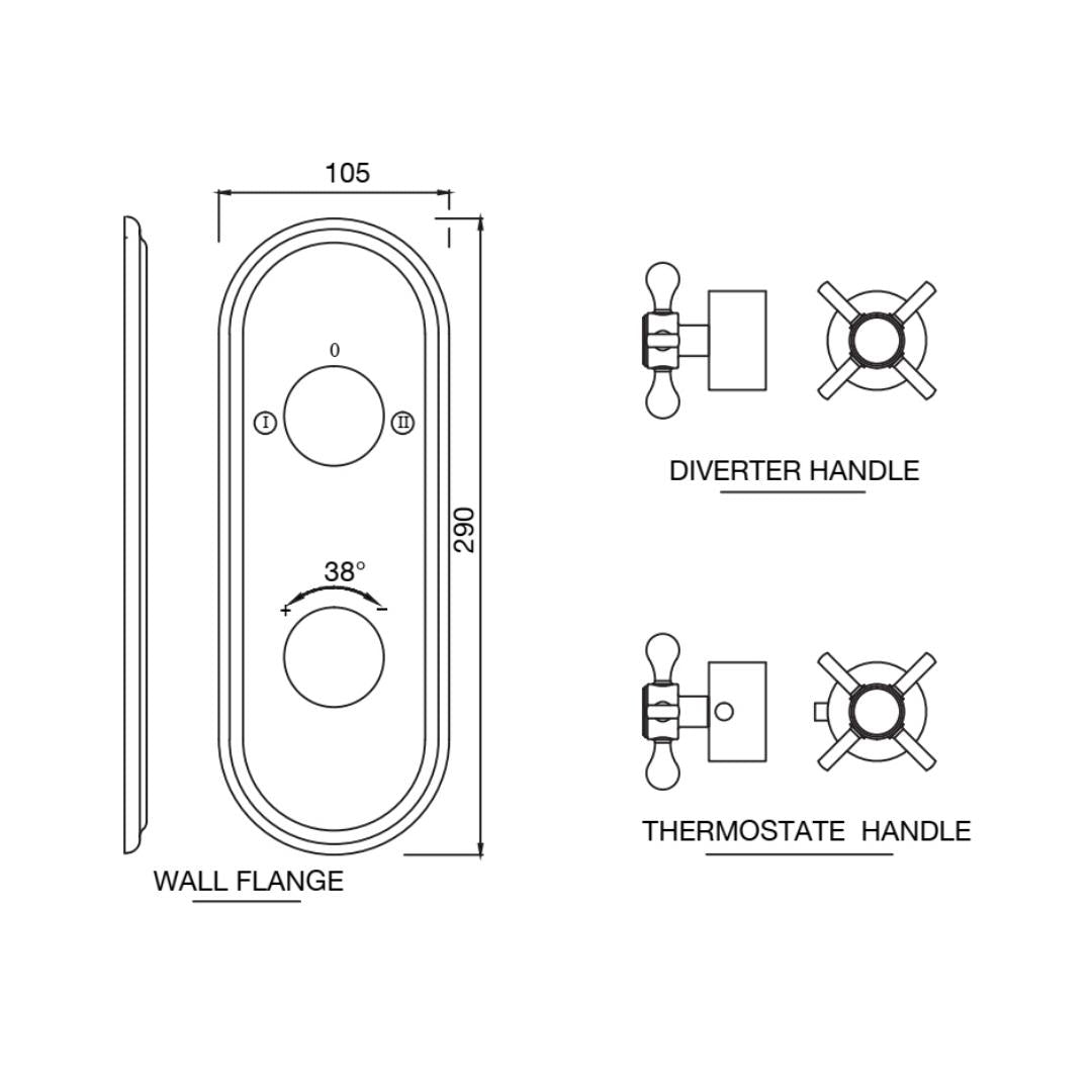 Jaquar 2 Way Thermostatic Diverter Queens Prime QQP-CHR-7681KPM Normal Flow - Chrome Finish