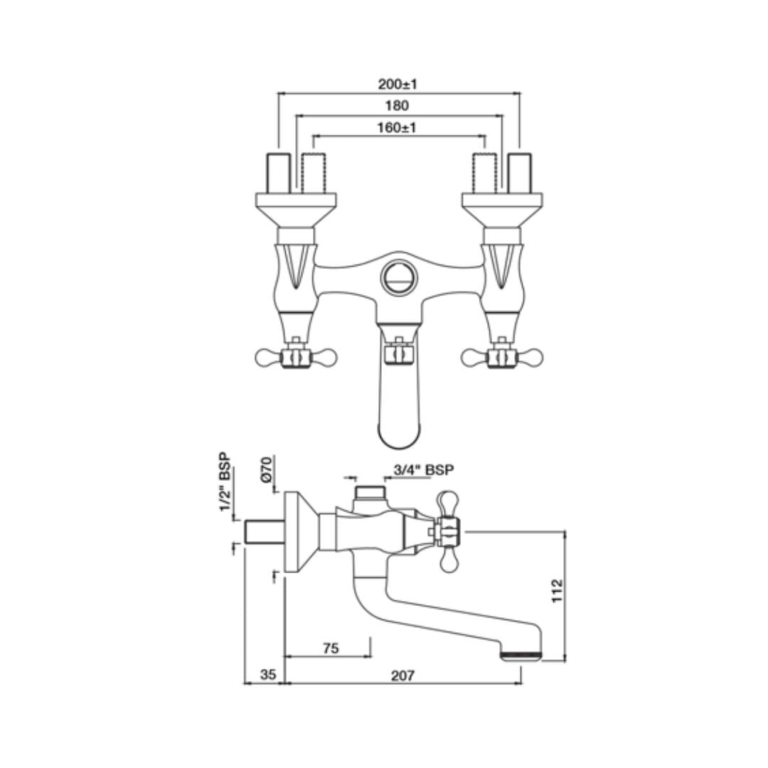 Jaquar 2 Way Wall Mixer Queens Prime QQP-GDS-7217PM Normal Flow - Gold Dust Finish