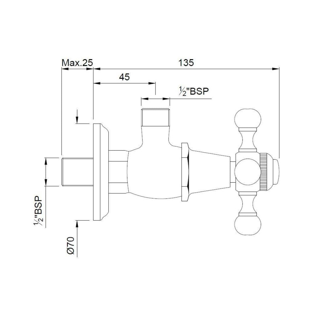 Jaquar Basin Area Angle Valve Queens QQT-ABR-7053 - Antique Bronze