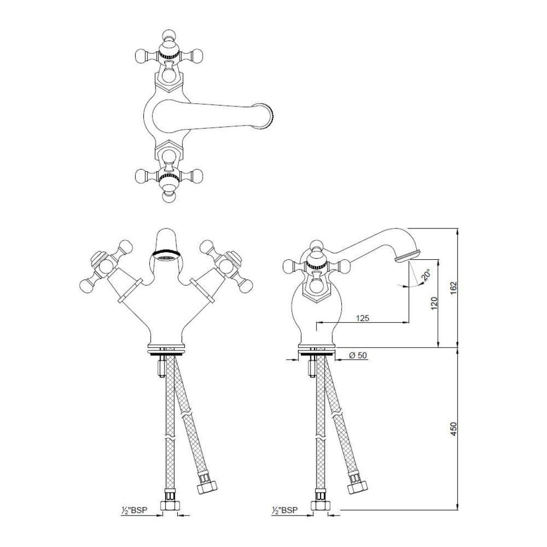 Jaquar Table Mounted Regular Basin Mixer Queens QQT-ACR-7167B - Antique Copper