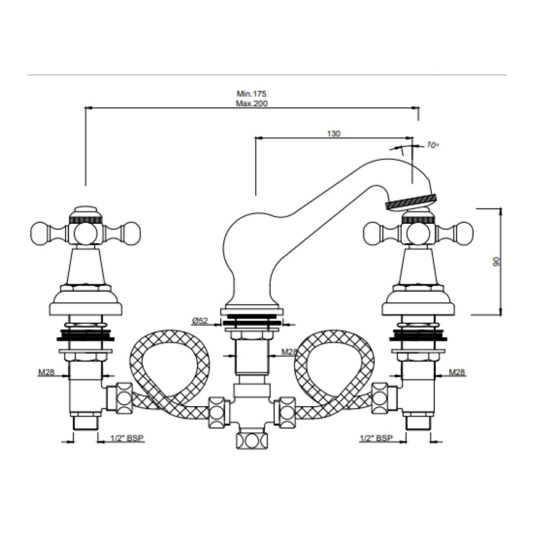 Jaquar Table Mounted Regular Basin Mixer Queens QQT-ACR-7189 - Antique Copper