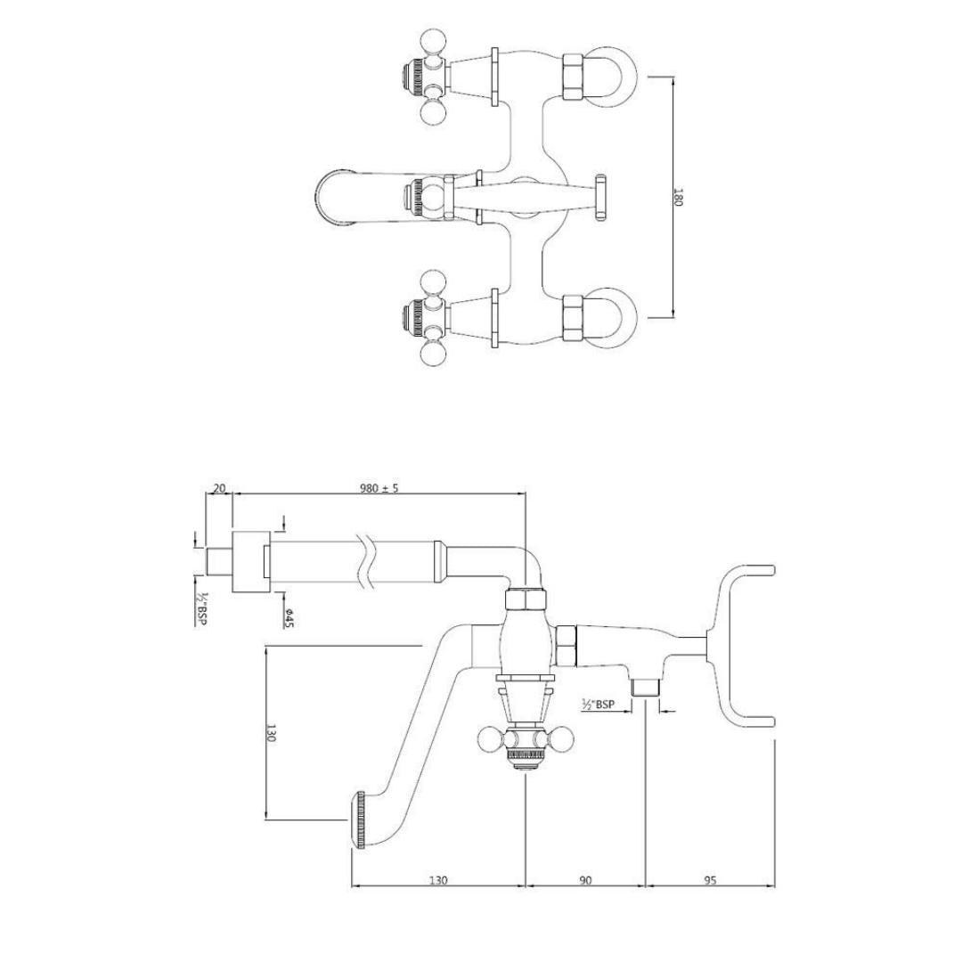 Jaquar 2 Way Bath Tub Filler Queen's QQT-BLM-7271HL Normal Flow - Black Matt Finish