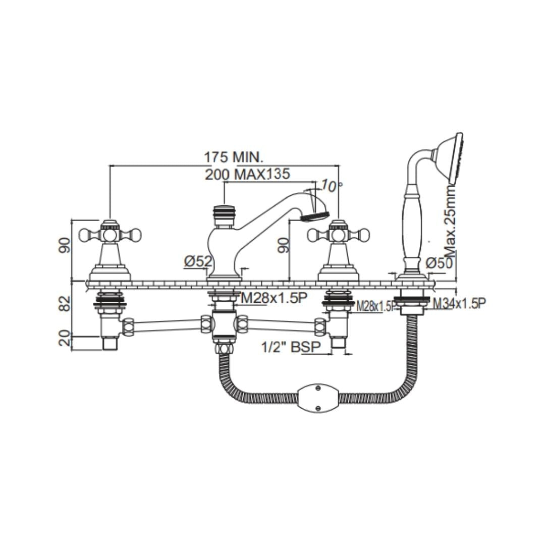 Jaquar 2 Way Bath Tub Filler Queen's QQT-CHR-7277 Normal Flow - Chrome Finish