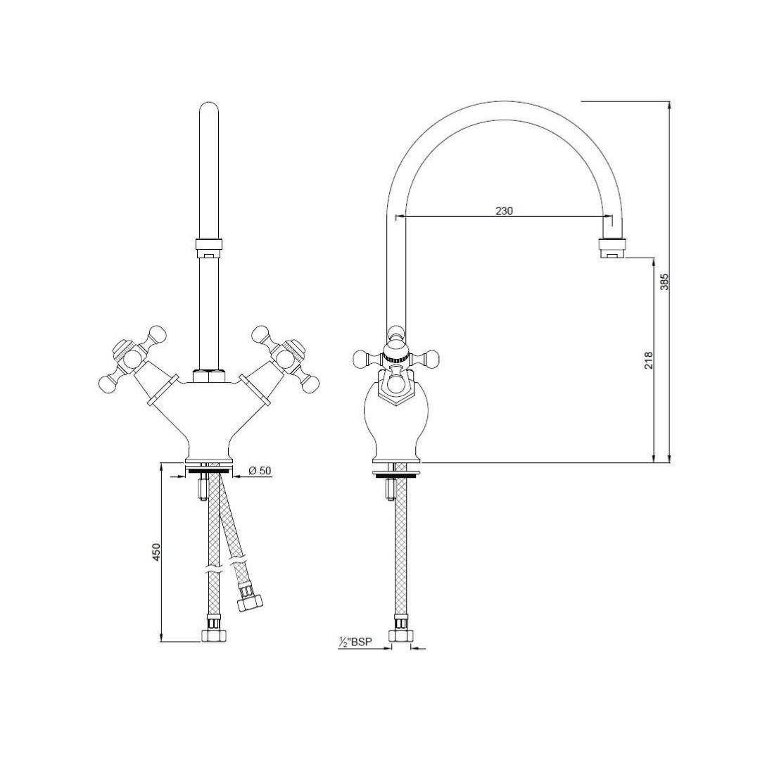 Jaquar Table Mounted Regular Kitchen Sink Mixer Queen's QQT-7319B with Swinging Spout in Chrome Finish