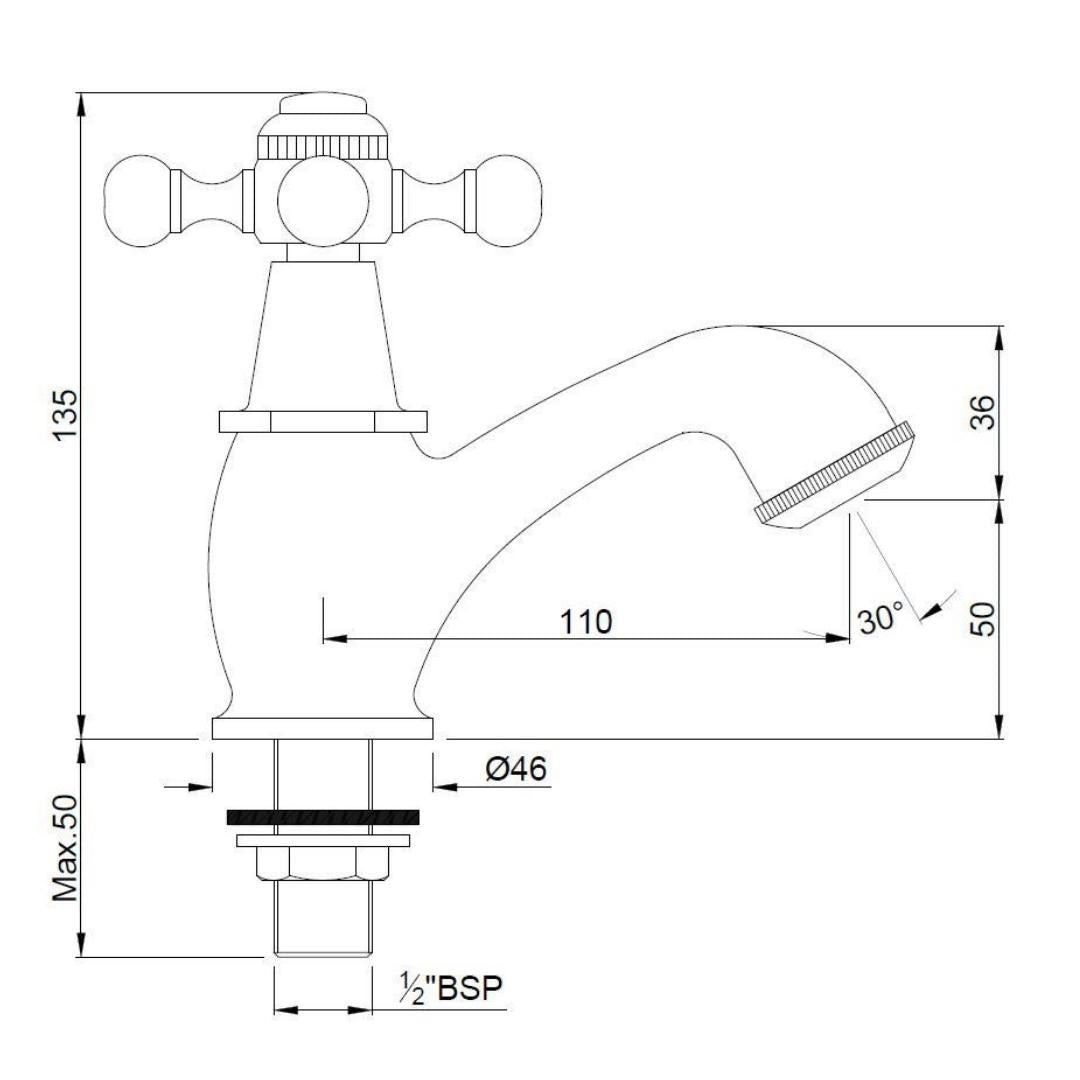 Jaquar Table Mounted Regular Basin Tap Queens QQT-GLD-7011 - Full Gold
