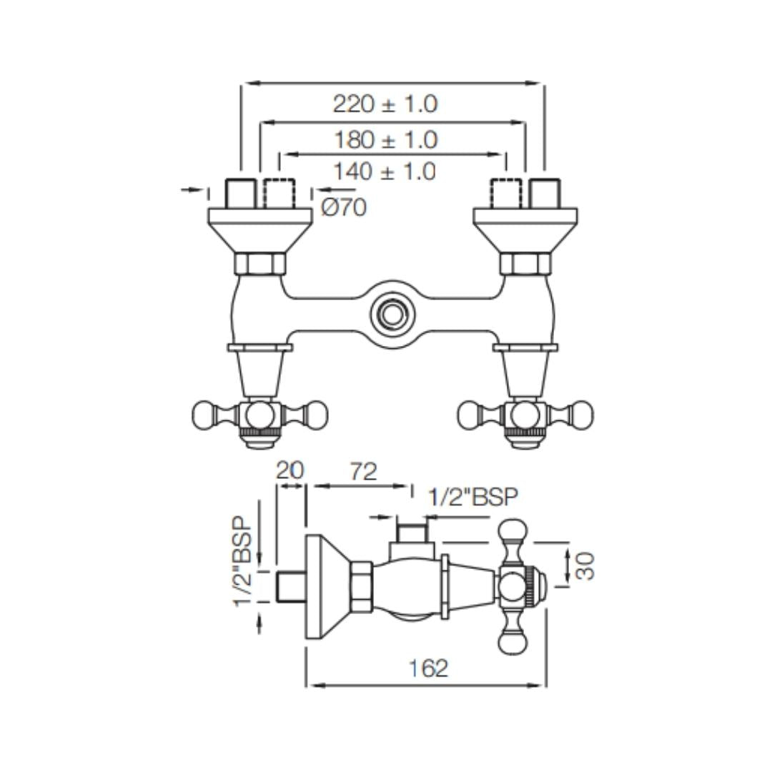 Jaquar 1 Way Wall Mixer Queen's QQT-GRF-7209 Normal Flow - Graphite Finish