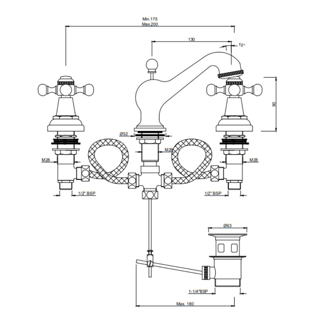 Jaquar Table Mounted Regular Basin Mixer Queens QQT-SSF-7191 - Stainless Steel