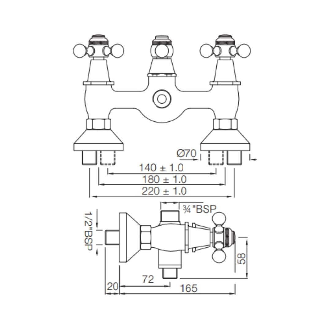 Jaquar 2 Way Wall Mixer Queen's QQT-WHM-7215 Normal Flow - White Matt Finish