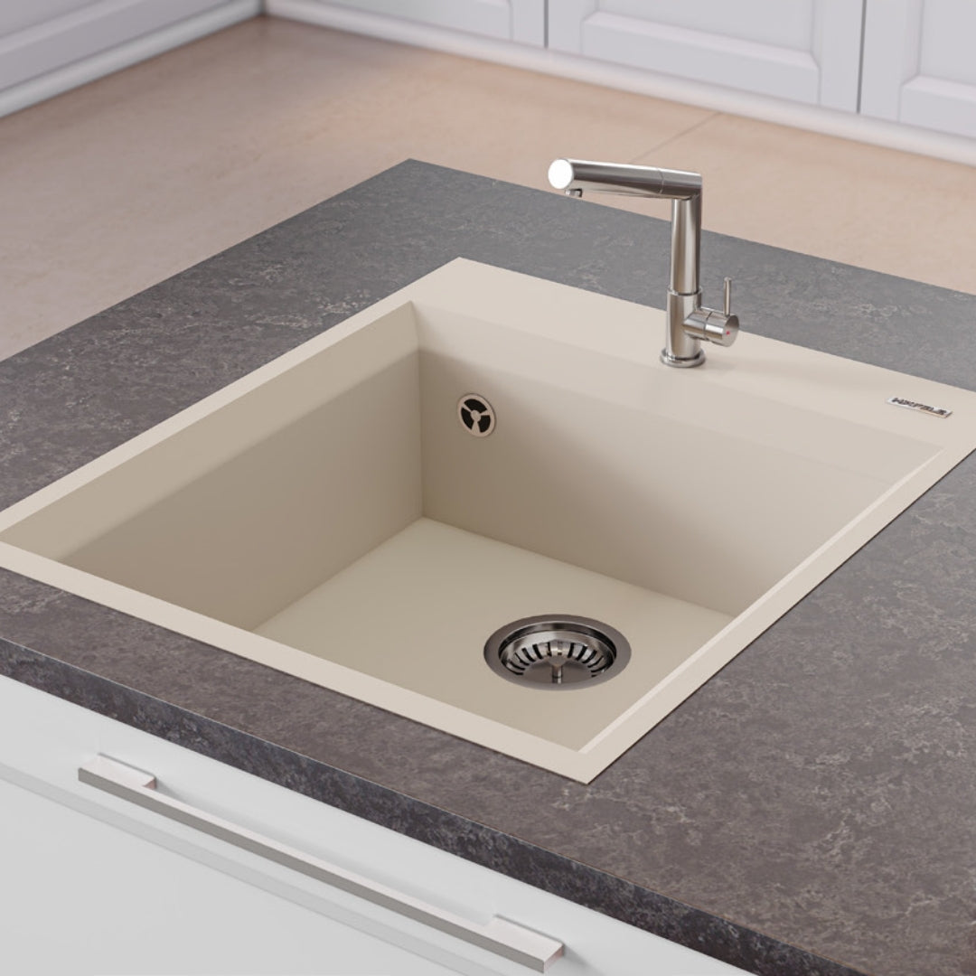 Hafele Quartz Sink Lithos Quartz Range QUADRA SINGLE BOWL ( 20 x 23 inches )  -  Truffle