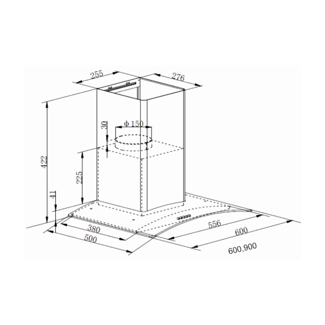 Carysil 90 cm Wall Mounted Chimney Energy Saving Chimney Rome 90
