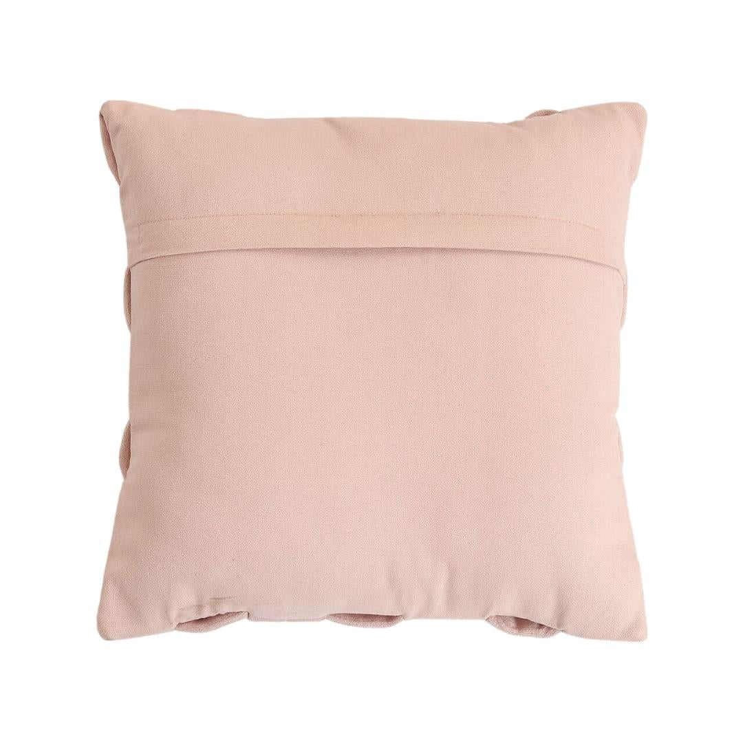 Basket Knit Cameo Pink Cotton Knitted Decorative Cushion Cover (16 in x 16 in)