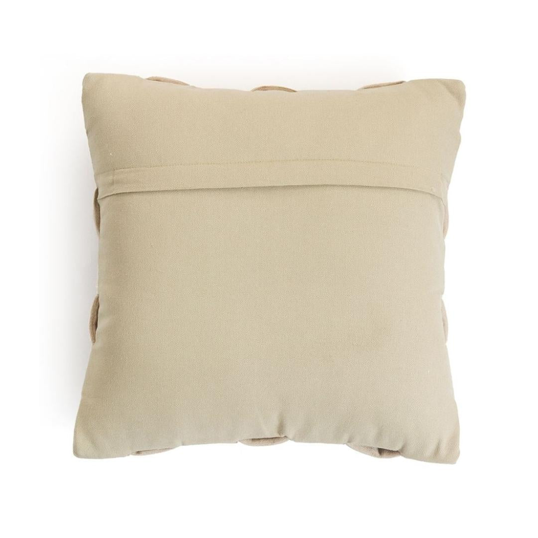 Basket Knit Sandy Brown Cotton Knitted Decorative Cushion Cover (16 in x 16 in)