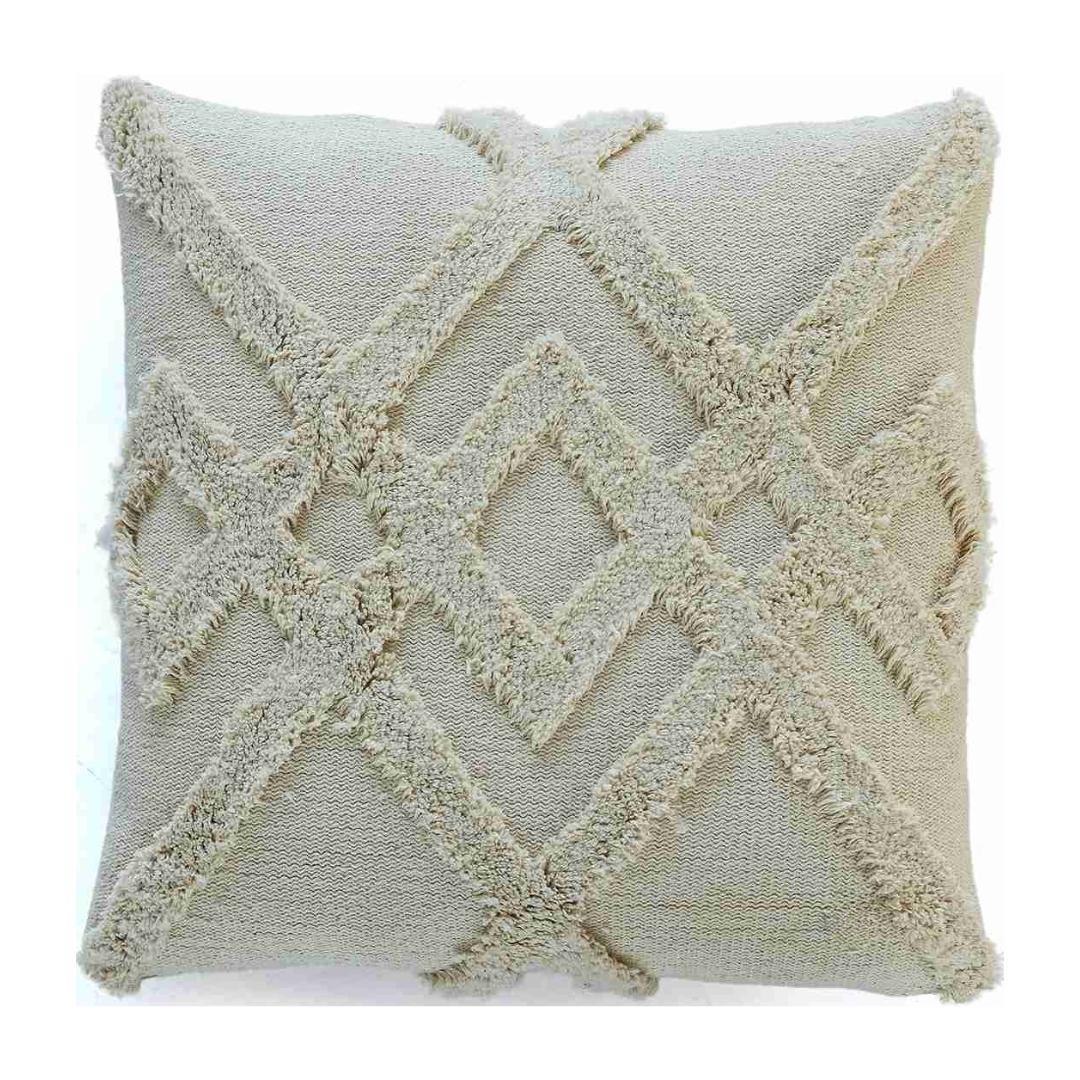 Bermuda Natural Cotton Knitted Decorative Cushion Cover (18 in x 18 in)