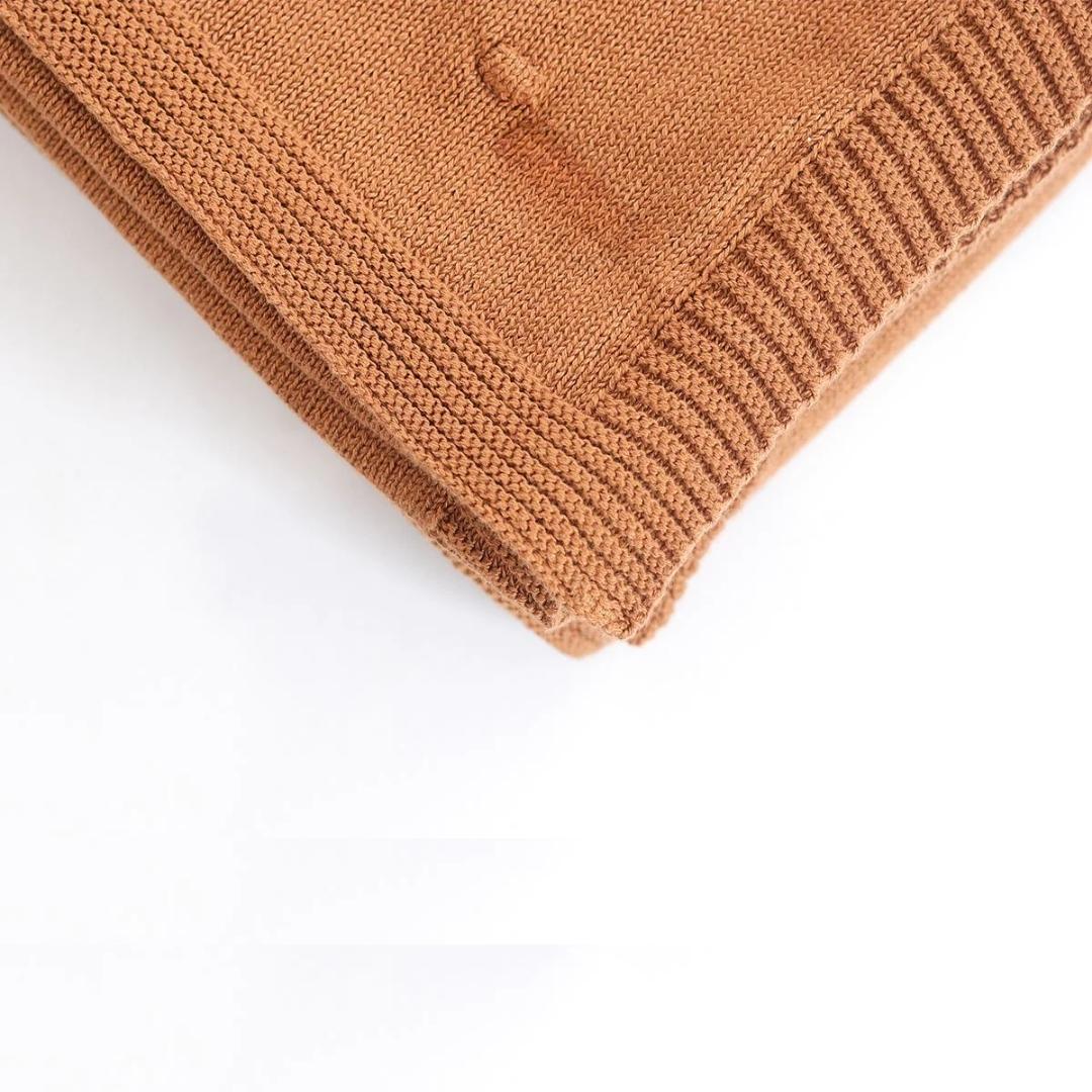Bubble Cashew Cotton Knitted Throw Blanket (50 in x 60 in)