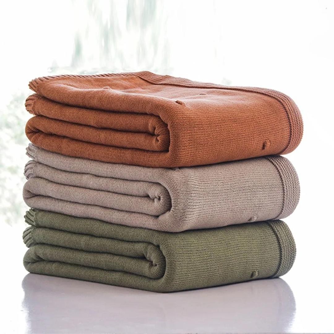 Bubble Cashew Cotton Knitted Throw Blanket (50 in x 60 in)