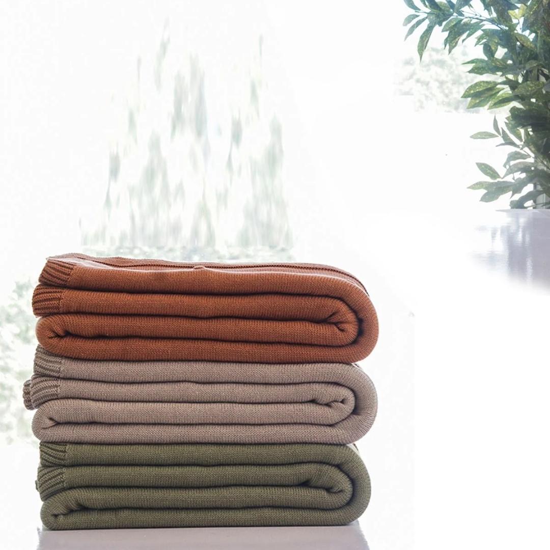 Bubble Cashew Cotton Knitted Throw Blanket (50 in x 60 in)