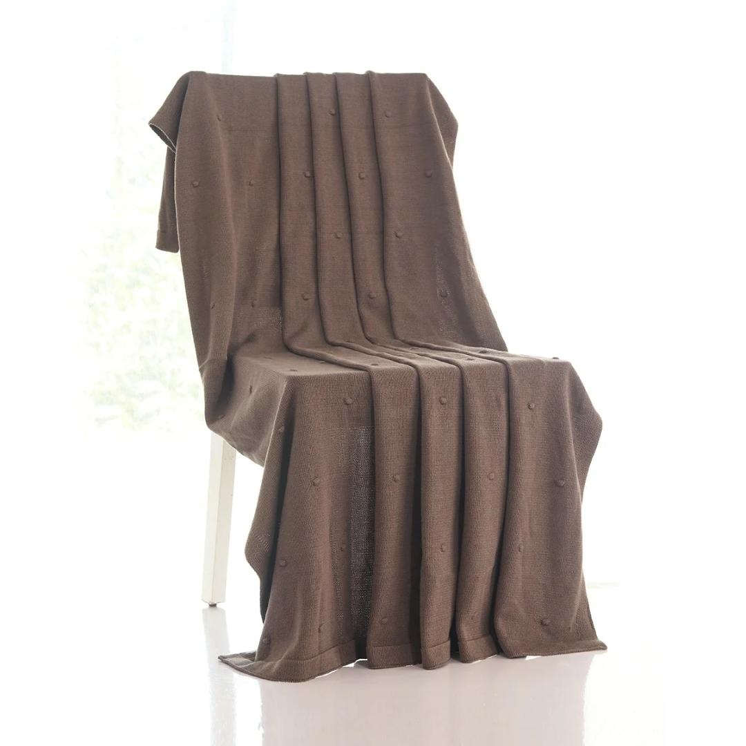 Bubble Marley Brown Cotton Knitted Throw Blanket (50 in x 60 in)