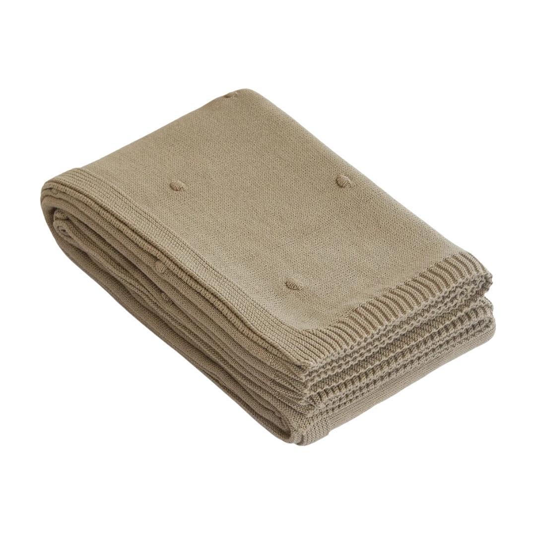 Bubble Sandy Brown Cotton Knitted Throw Blanket ()