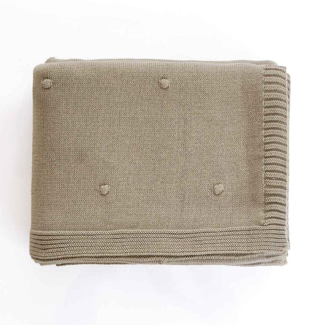 Bubble Sandy Brown Cotton Knitted Throw Blanket ()