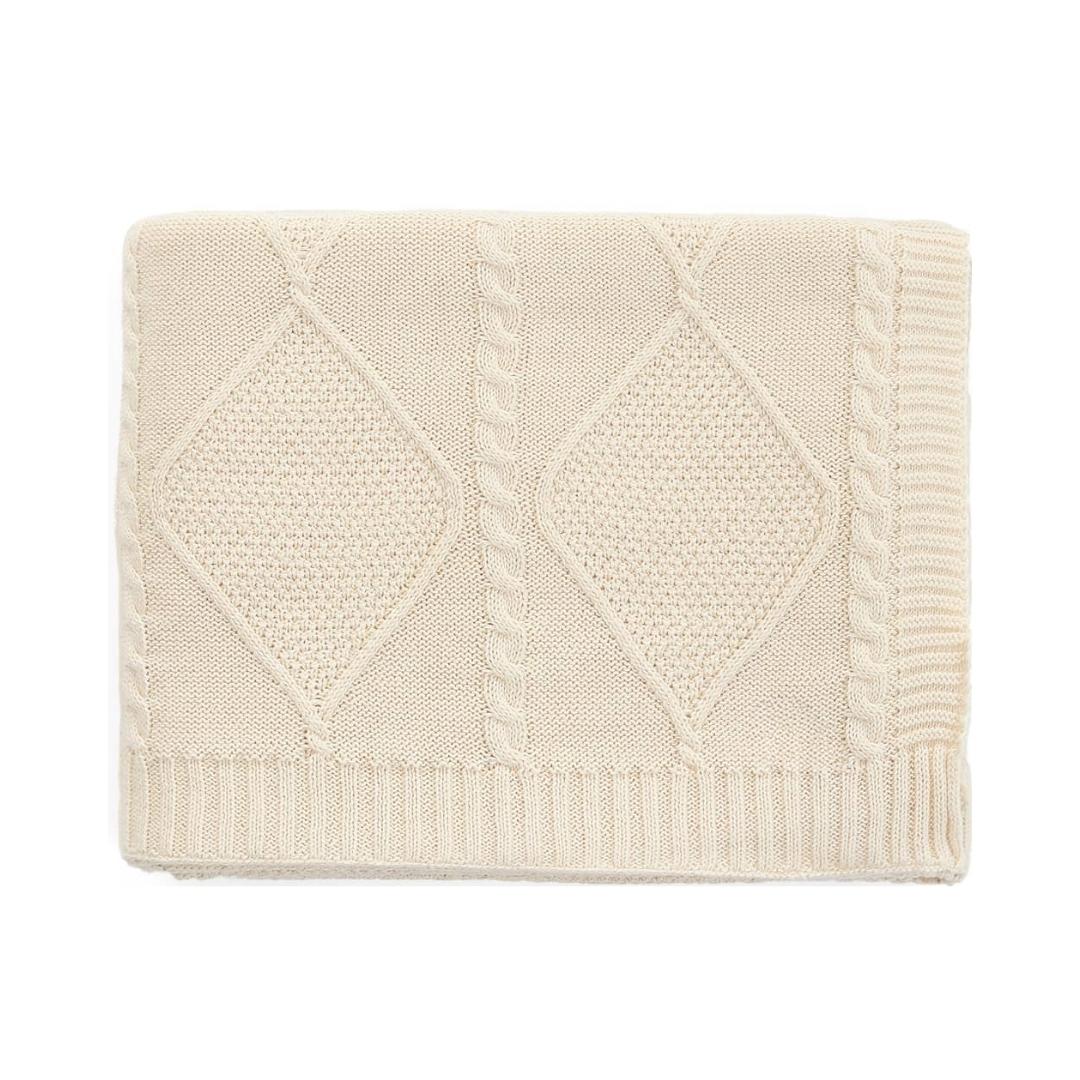 Cable Moss Natural Cotton Knitted Throw Blanket (50 in x 60 in)