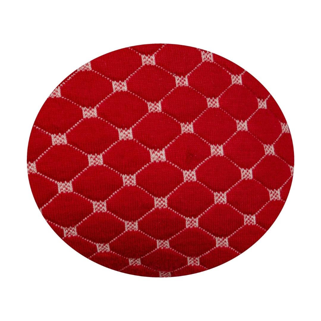 Check knit Red & White Cotton Knitted Decorative Cushion Cover (20 in x 20 in)