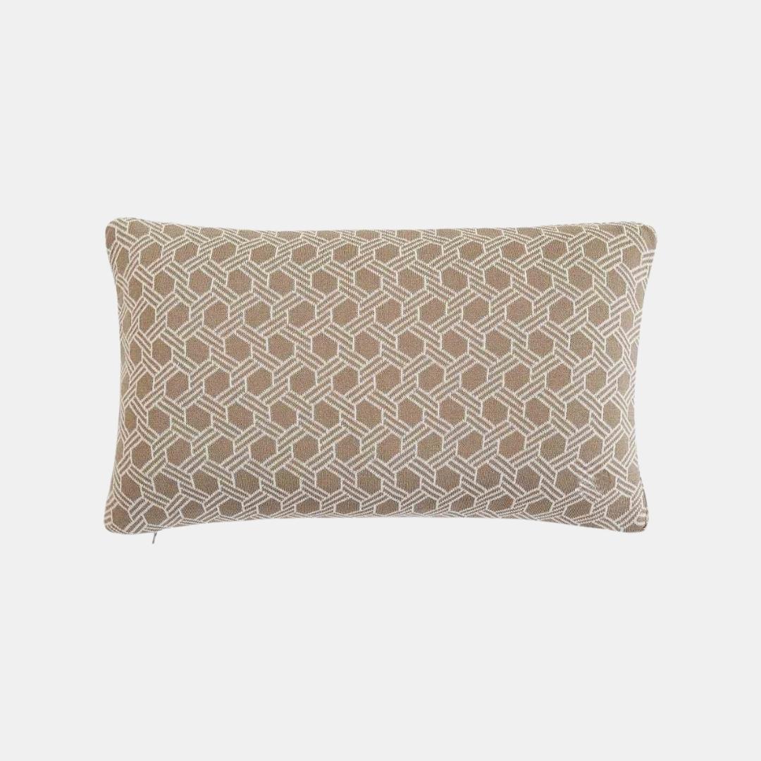 Geometric Stone & Natural Cotton Knitted Decorative Cushion Cover (12 in x 20 in)