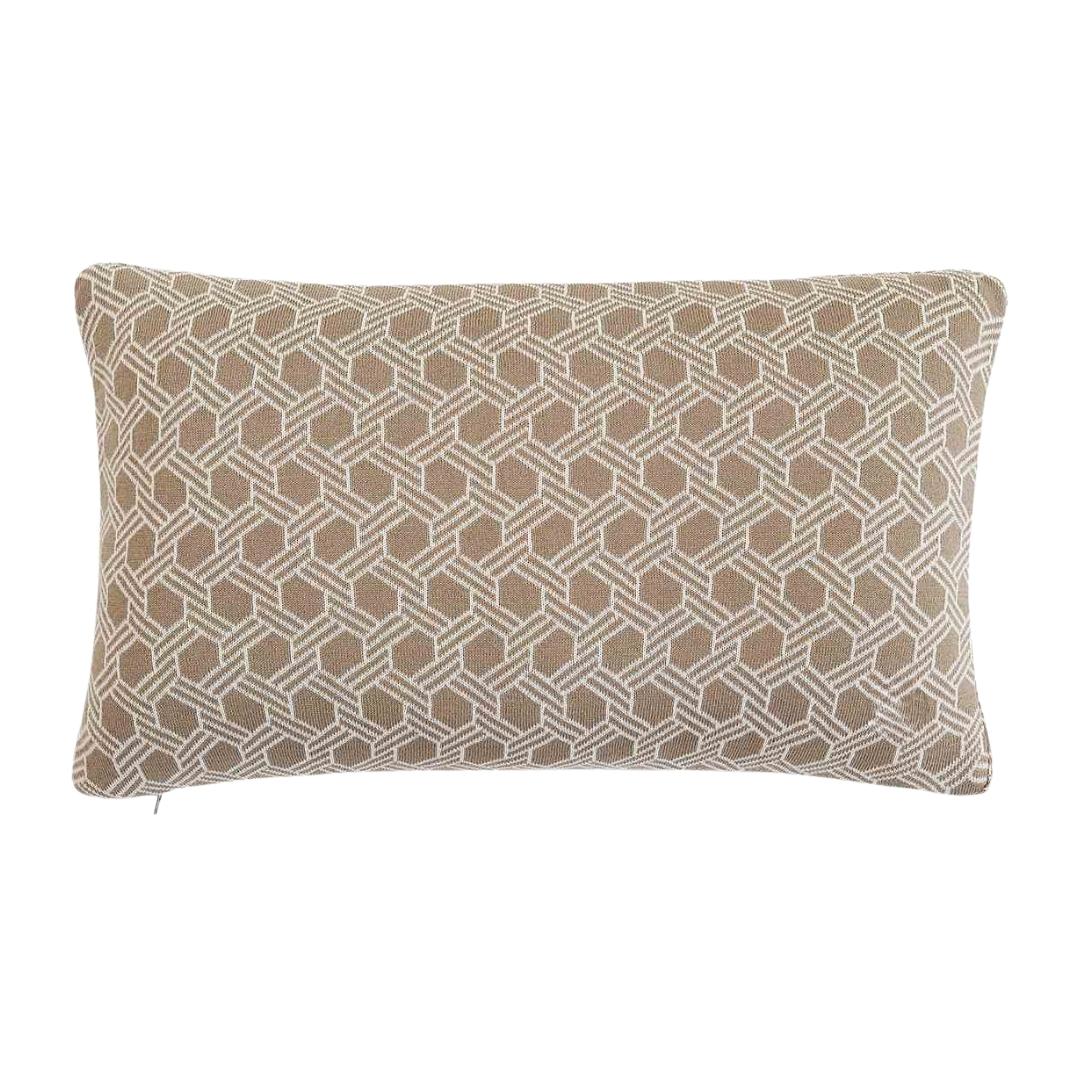 Geometric Stone & Natural Cotton Knitted Decorative Cushion Cover (12 in x 20 in)