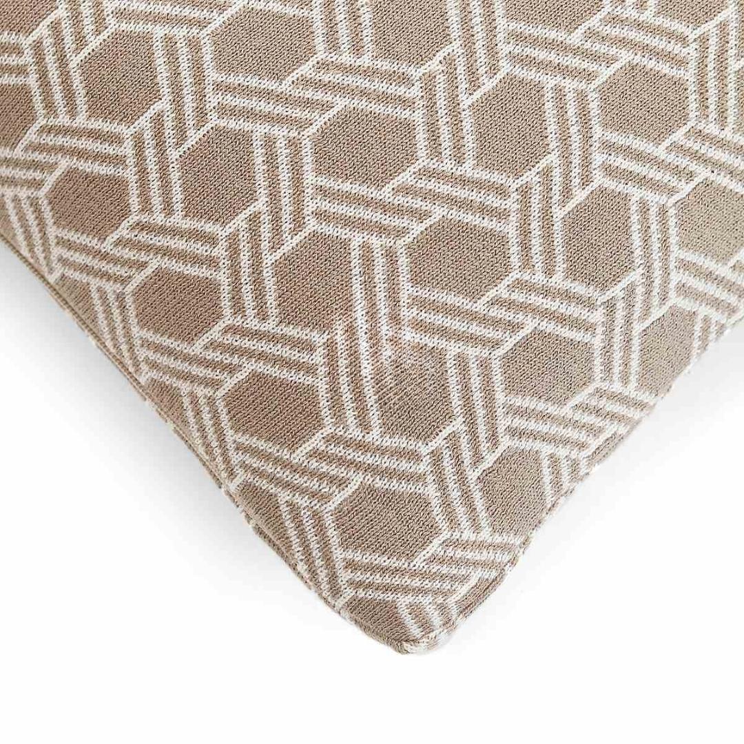 Geometric Stone & Natural Cotton Knitted Decorative Cushion Cover (12 in x 20 in)