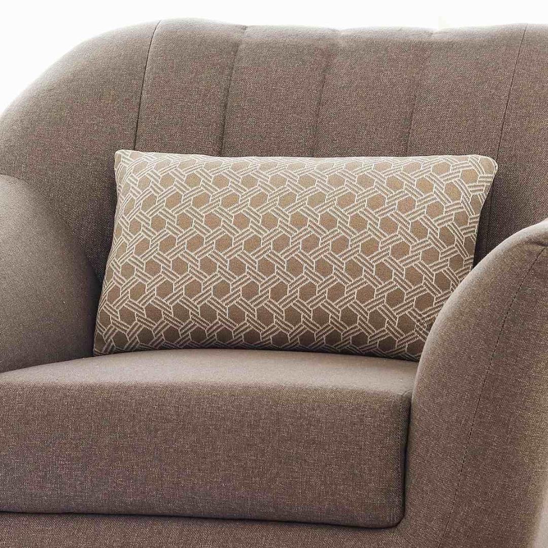 Geometric Stone & Natural Cotton Knitted Decorative Cushion Cover (12 in x 20 in)