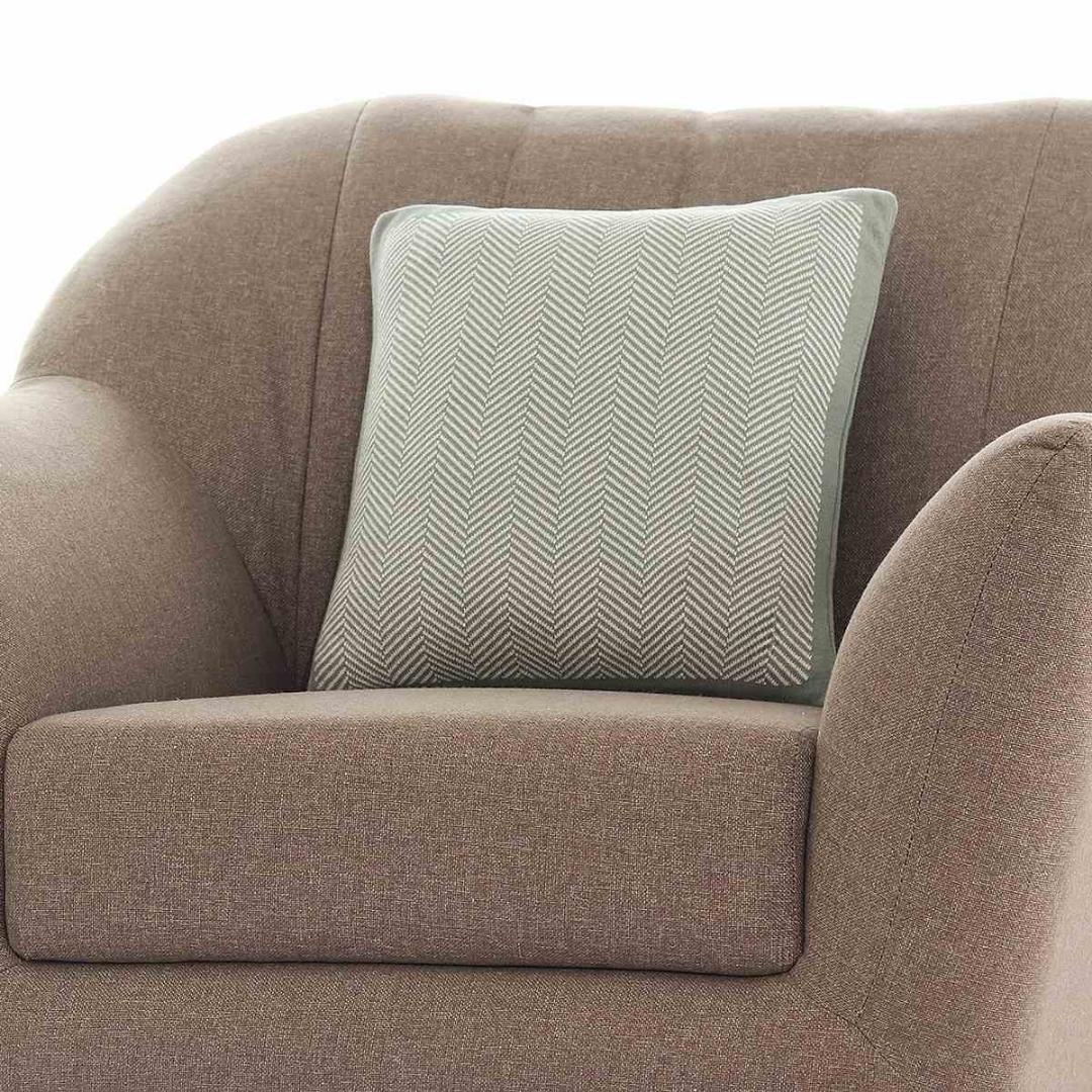 Herringbone Ryegrass & Natural Cotton Knitted Decorative Cushion Cover (16 in x 16 in)