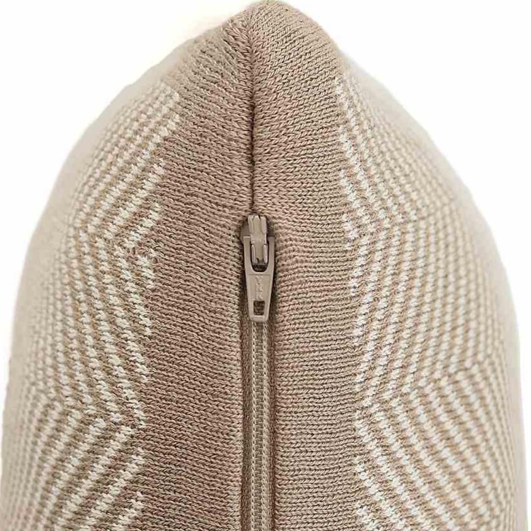 Herringbone Stone & Natural Cotton Knitted Decorative Cushion Cover (16 in x 16 in)