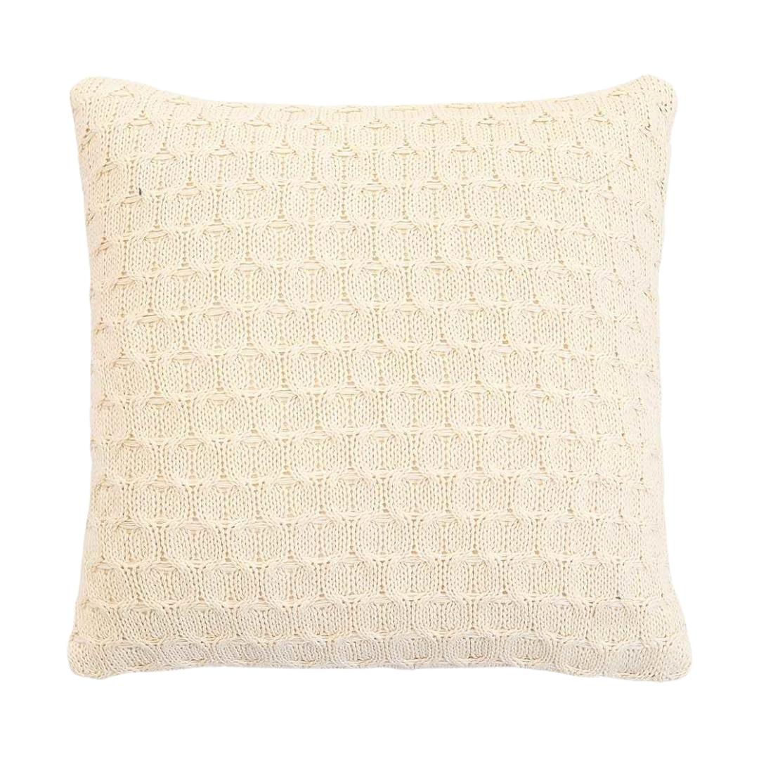Kelly Knit Natural Cotton Knitted Decorative Cushion Cover (16 in x 16 in)