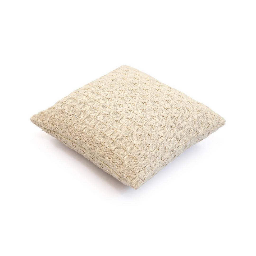 Kelly Knit Natural Cotton Knitted Decorative Cushion Cover (16 in x 16 in)