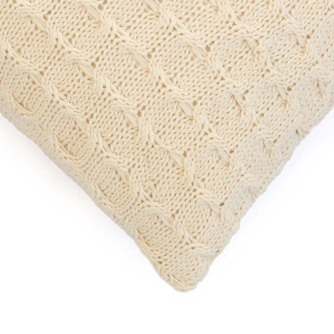 Kelly Knit Natural Cotton Knitted Decorative Cushion Cover (16 in x 16 in)