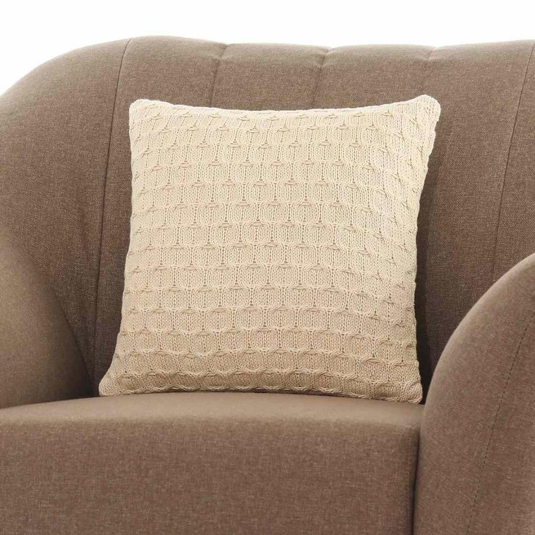 Kelly Knit Natural Cotton Knitted Decorative Cushion Cover (16 in x 16 in)