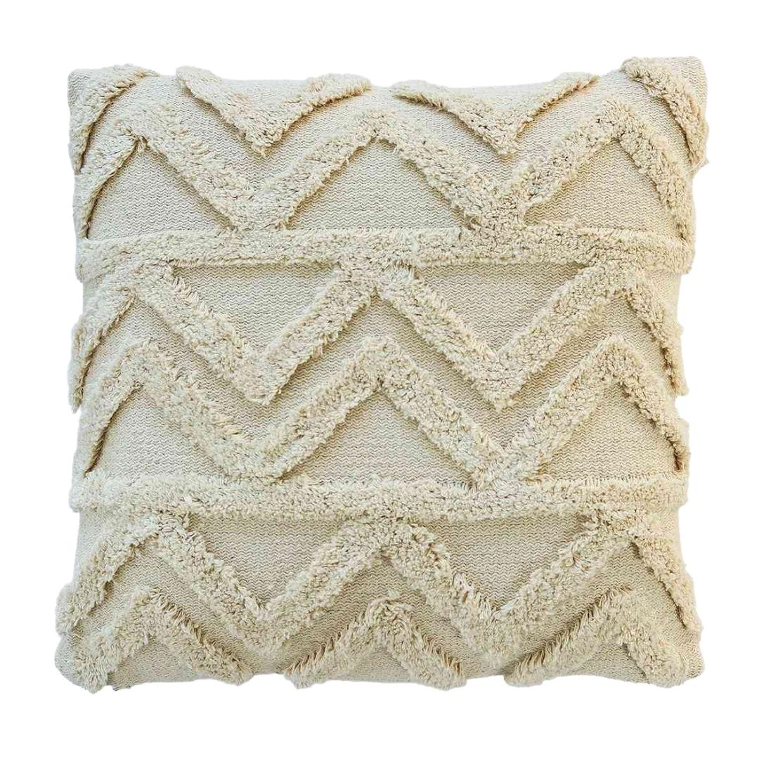 Ollie Natural Cotton Knitted Decorative Cushion Cover (18 in x 18 in)