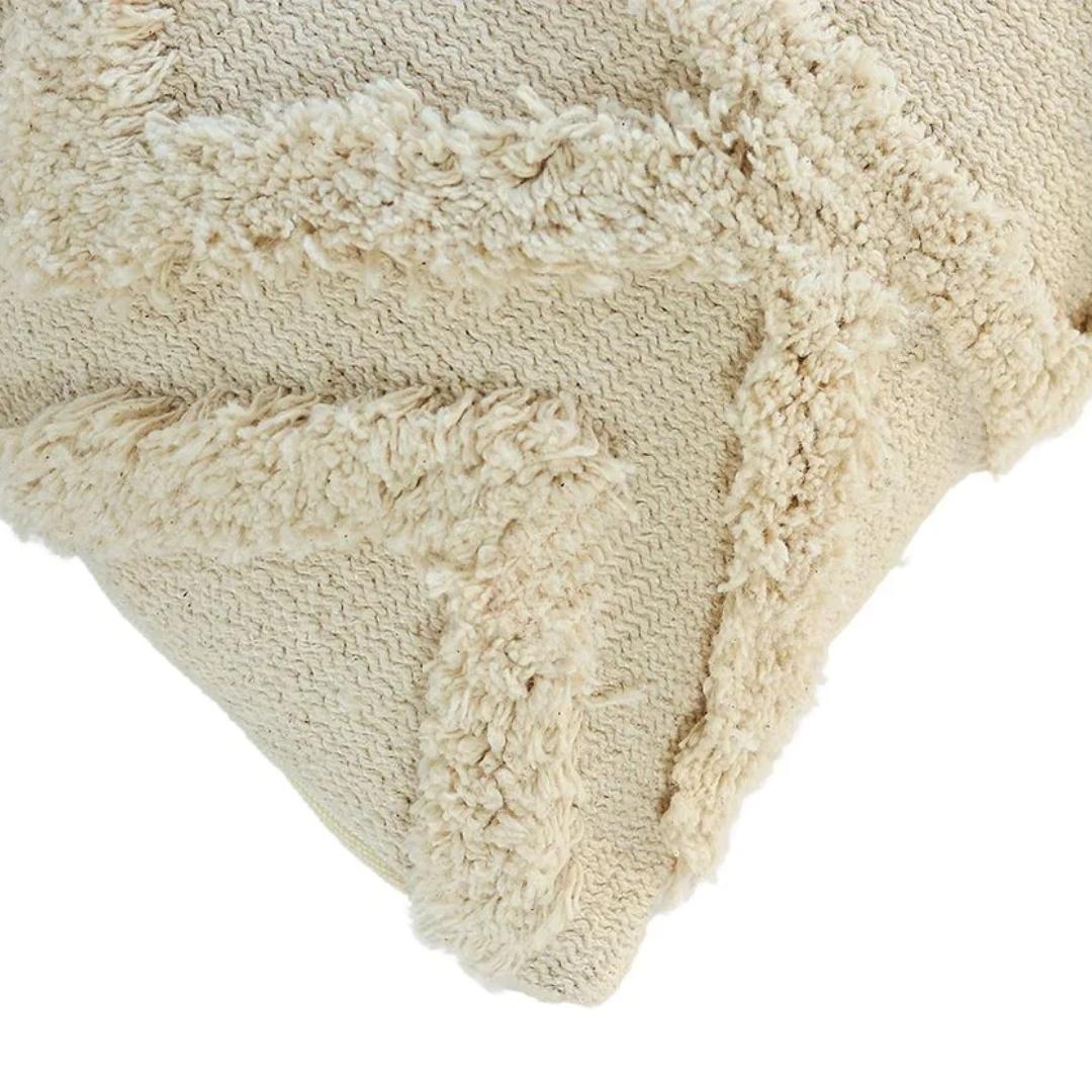 Ollie Natural Cotton Knitted Decorative Cushion Cover (18 in x 18 in)