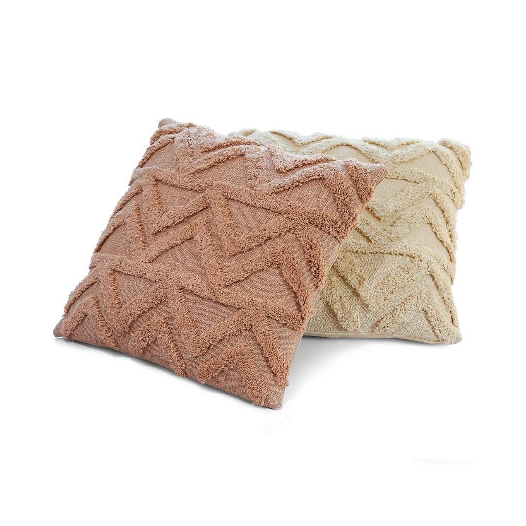 Ollie Natural Cotton Knitted Decorative Cushion Cover (18 in x 18 in)