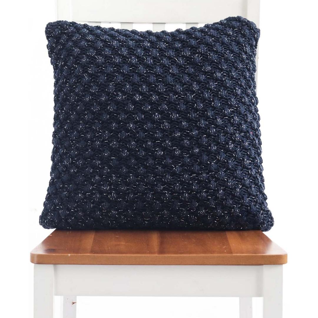 Popcorn Navy With Silver Lurex Throw & Cushion Cover Set (18 in x 18 in)